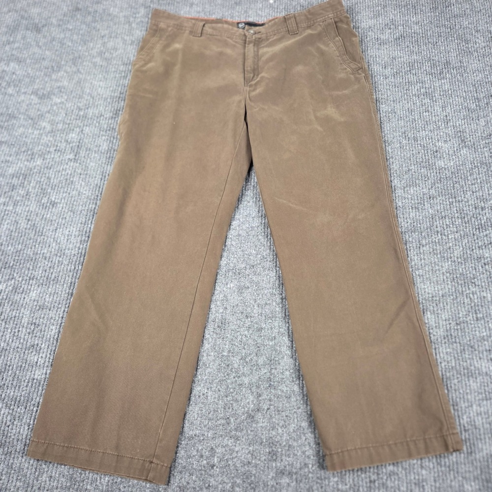 Weatherproof Mens Dark Olive Cotton Straight Leg Chino Casual Pants Size 38x30